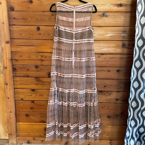 RED Valentino Point d'esprit tulle Pink Sheer Maxi Dress - Picture 2 of 11